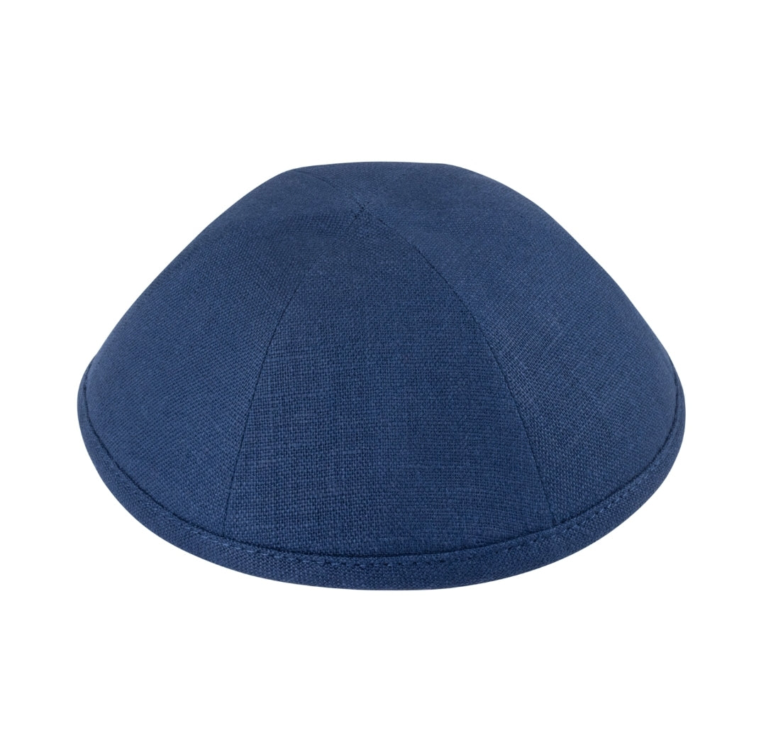 iKippah Navy Linen - 6 Panel