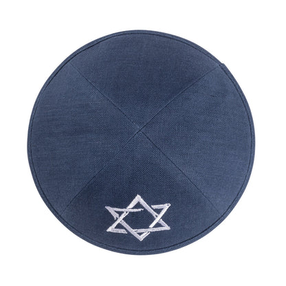 iKippah Navy Linen W/ White Star