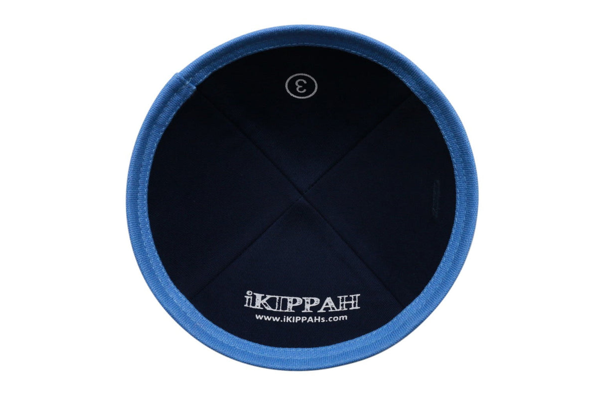 iKippah Navy Linen W/ Sky Blue Rim