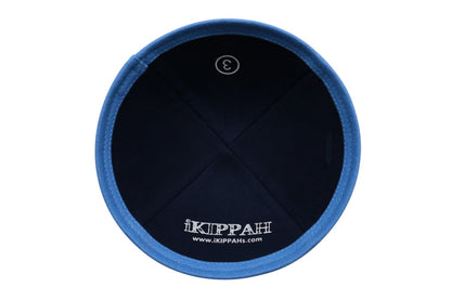 iKippah Navy Linen W/ Sky Blue Rim