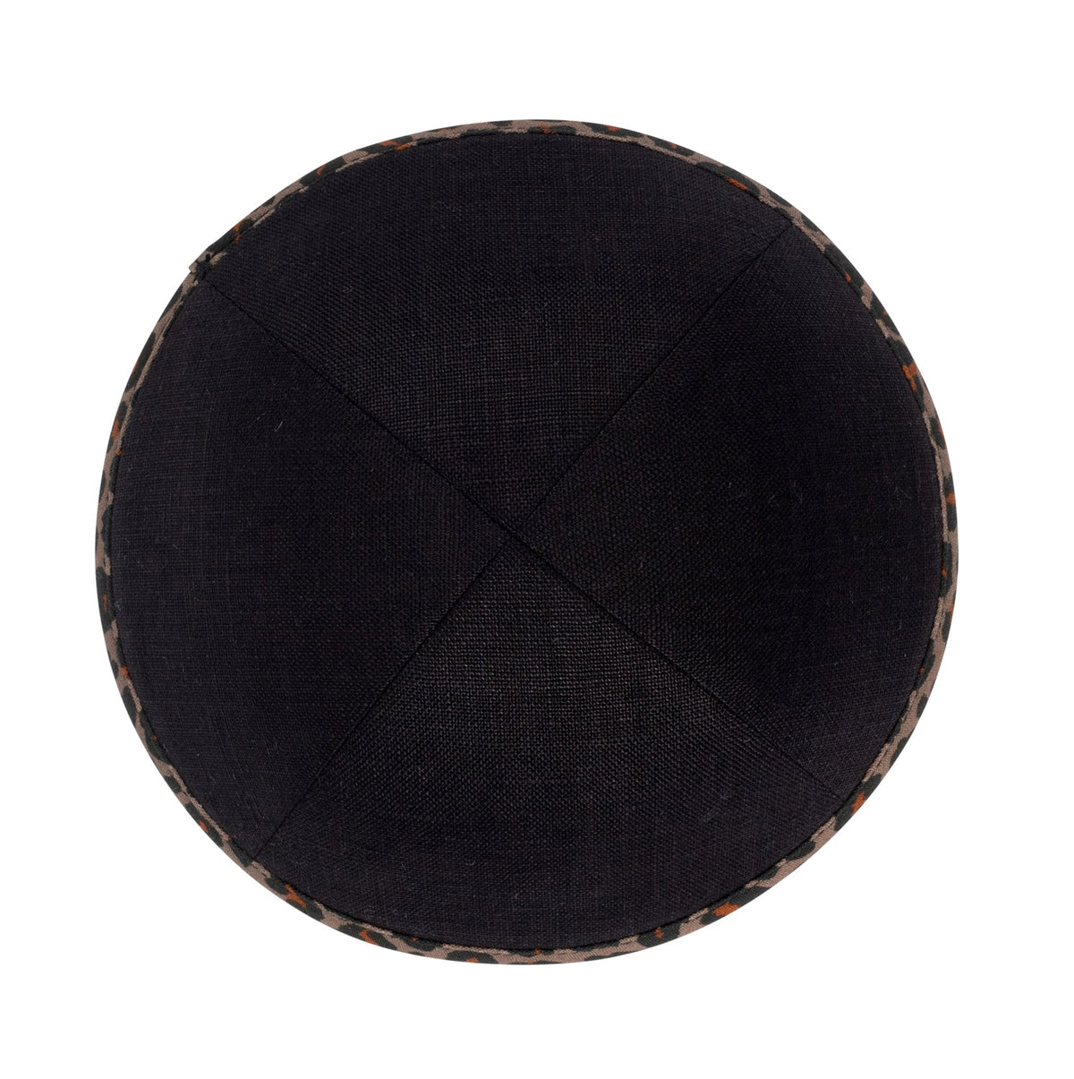 iKippah Black Linen W/ Leopard Cotton Rim