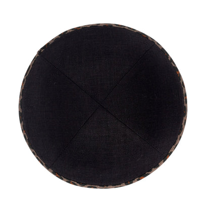 iKippah Black Linen W/ Leopard Cotton Rim