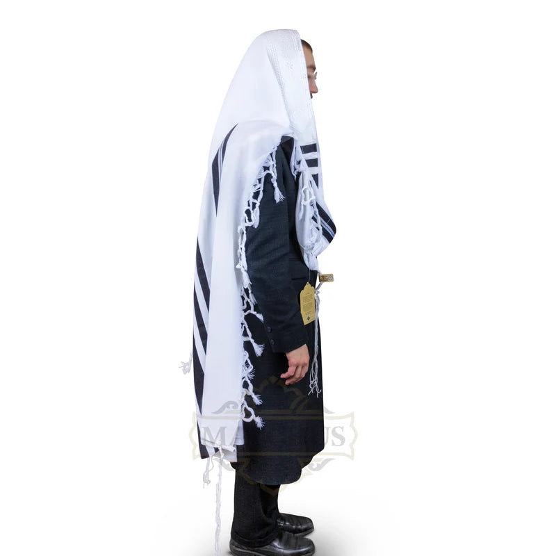 Talis - Lightweight  HaMefoar Weekdays | Pure Wool | Ashkenaz Black Stripe