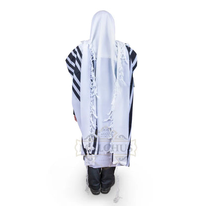 Talis - Lightweight  HaMefoar Weekdays | Pure Wool | Ashkenaz Black Stripe
