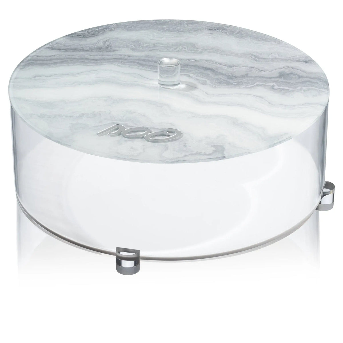 Boîte à Matza Ronde en Lucite - Agate - Argent [WDL]