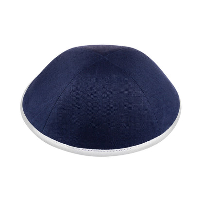iKippah Navy Linen W/ Colored Rims