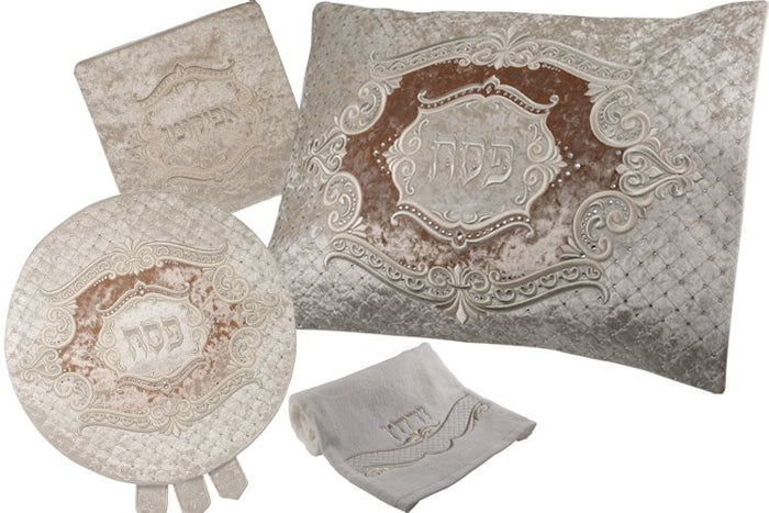 Marquise Collection Beige Velvet Seder Set #615 ITEM# 50445